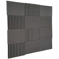 48 Stück 30 x 30 x 2,5 cm Akustikplatten Studio-Schalldämmung Schaumstoff-Keilfliesen Wandplatten (schwarz)