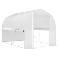 STILVORA Foliengewächshaus Tomatenhaus 300x200x200 cm mit Rolltür 4 Fenstern und aufrollbaren Seitenwänden UV beständige PE Folie Weiß