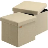CASARIA Sitzhocker 2er-Set Beige 38x38x38cm Faltbar