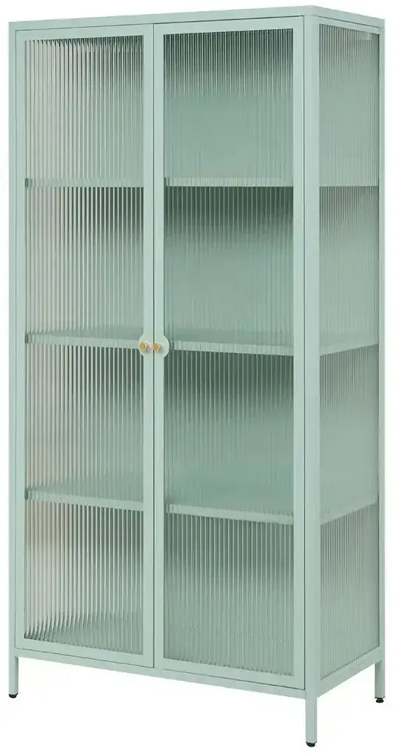 Vitrine  Milea , grün , Maße (cm): B: 80 H: 160 T: 40.0