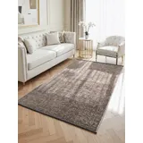 ELLE Decoration Brilliance - Kurzflor Teppich Prisma, Wohnzimmerteppich mit Raster Design, Kachel, Quadrat Muster, Glänzender, Moderner Teppich für Wohnzimmer, Schlafzimmer - Beige, 120x170 cm