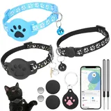 Katzen- und Hunde-Tracker ohne Abonnement für iOS Android, 2 Stück, keine monatliche Gebühr, Haustier-Tracker mit 3 Halsbändern, kompatibel mit Apple und Google Find My, keine SIM erforderlich