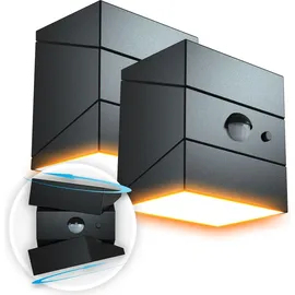 FlinQ Außenleuchte Kunststoff 2er-Pack Solar mit Bewegungsmelder schwarz