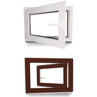 Kellerfenster - Kunststofffenster - Fenster - 3 fach Verglasung - innen Weiß/außen mahagoni - BxH: 900 mm x 1000 mm - DIN Links