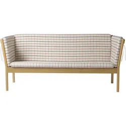 FDB Møbler J149 Sofa 3-Sitzer, eiche natur / rotkarierte pferdedecke