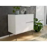 magnolia home Raumwunder S Sideboard Kommode Greifraum 80cm 2 SoftClose 1 Tür Weiß hochglanz