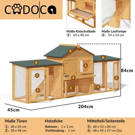 Cadoca® Hasenstall 204 x 45 x 84 cm