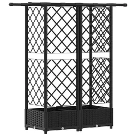 vidaXL Hochbeet mit Rankgitter und Dach 124 x 40 x 123 cm Schwarz