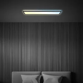 Briloner - LED Deckenlampe 98cm dimmbar, Fernbedienung, Nachtlichtfunktion, Indirektes Licht, flach, CCT, Lampe, Deckenleuchte, Wohnzimmerlampe, LED Panel, Küchenlampe, Schlafzimmerlampe, Flur, 98x20x3 cm Schwarz 98 x 20 x 3 Schwarz