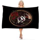 JXSMYT Strandtuch Totenkopf Schwarz,microfaser Handtücher,Badetuch,Handtuch,Waschlappen,Duschtuch,Strandtücher,sporthandtuch (A1,70x140cm)