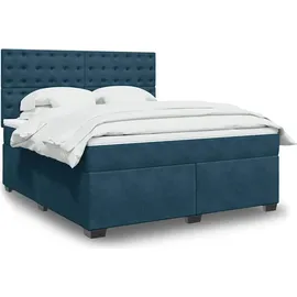 vidaXL Boxspringbett mit Matratze Blau 180x200 cm Samt