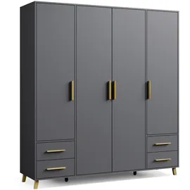 Rauch Drehtürenschrank »Shinjo« - 187x53x203cm - grau - Holz / Holz