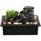 Tischbrunnen Mit Beleuchtung, Dualer Stromversorgung (batterie/usb), Mini-zimmerbrunnen, Schwarz