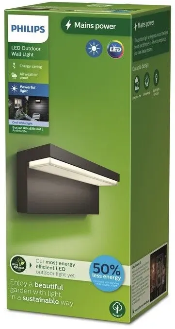 Philips 8720169257276 LED Außenwandleuchte Bustan | 3,8W integrierte LED-Quelle | 800lm | 4000K