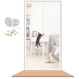 Katzentür Balkontür 110x220cm verdicktes Katze Sicherheitstor für Wohnzimmer, Schlafzimmer, Küche, Terrasse, Hunde-Katzen-Gittertür mit Reißverschluss