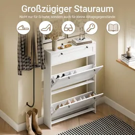 SoBuy Schuhkipper 80 x 107 x 19 cm mit Schublade / weiß