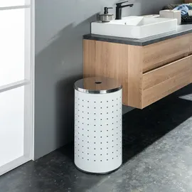 Home4You Wäschesammler Weiß - 37 Liter H 54 cm