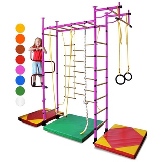 NiroSport Sprossenwand Sprossenwand Kinderzimmer M3 Kletterwand indoor aufbau ohne bohren, (1er-Set), drei Höhenvarianten, 6 Farbe rosa 55 cm x 200 cm x 270 cm