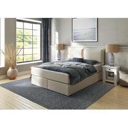 Boxspringbett HOME AFFAIRE "Lysann", beige, B:167cm L:215cm, Komplettbetten, Boxspringbett, 5fach verstellbares Kopfteil, in 4 Breiten, 3 Matratzenarten