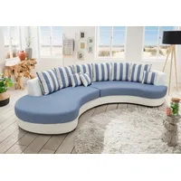 Ecksofa INOSIGN "Limoncello organische Formensprache, OTTOs Choice, L-Form", blau (weiß, blau, blau, weiß, gestreift), B:287cm H:76cm T:160cm, 100% PU (Kunstleder)/60% Polyester, 40% Baumwolle, Sofas, Ecksofa, ergonomische Form