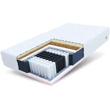 Fdm Active MAX Taschenfederkernmatratze 100 x 200 cm 7-Zonen Kokos Matratze Visco-Schaum Latex-Einlage H2/H3 (Mittelweich/Mittelhart) Höhe 28 cm Bezug Abnehmbar Waschbar