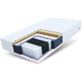 Fdm Active MAX Taschenfederkernmatratze 100 x 200 cm 7-Zonen Kokos Matratze Visco-Schaum Latex-Einlage H2/H3 (Mittelweich/Mittelhart) Höhe 28 cm Bezug Abnehmbar Waschbar
