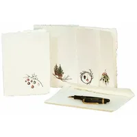 Loberon Grußkarte 4er Set Velorine, Festliche Motive, Handgeschöpftes Aussehen,