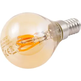 McShine LED Filament Tropfenlampe Retro E14, 1W, 90lm, warmweiß, goldenes Glas