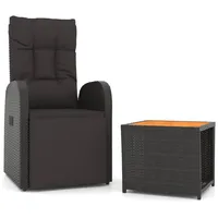 vidaXL 2-tlg Garten-Lounge-Set Schwarz Poly Rattan Massivholz Akazie