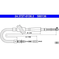 ATE Handbremsseil Hinten Links 24.3727-0136.2 für Audi Seilzug, Feststellbremse