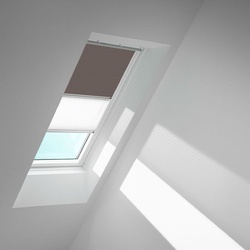 VELUX Verdunkelungsrollo Duo DFD Taupe/Weiß 4577, 134x160 cm (UK10), Aluminiumschiene,GGU,Manuell,VELUX