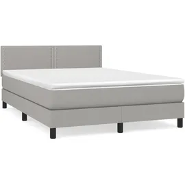 vidaXL Boxspringbett mit Matratze Hellgrau 140x200 cm Stoff