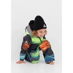 Schneeoverall WEEDO "COSMO SPACE", Jungen, Gr. 116/128, bunt (space print, schwarz), Obermaterial: 100% Polyester; Innenfutter: 100% Polyester; Füllung: 100% Polyester; Ärmelfutter: 100% Polyamid, Langarm, Overalls, Langlebiger Schneeanzug