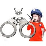 Trendario Polizei Handschellen Kinder aus Metall - Ausrüstung für das Polizei Kostüm Kinder inkl. Schlüssel - Polizeikostüm Jungen Karneval - Handcuffs