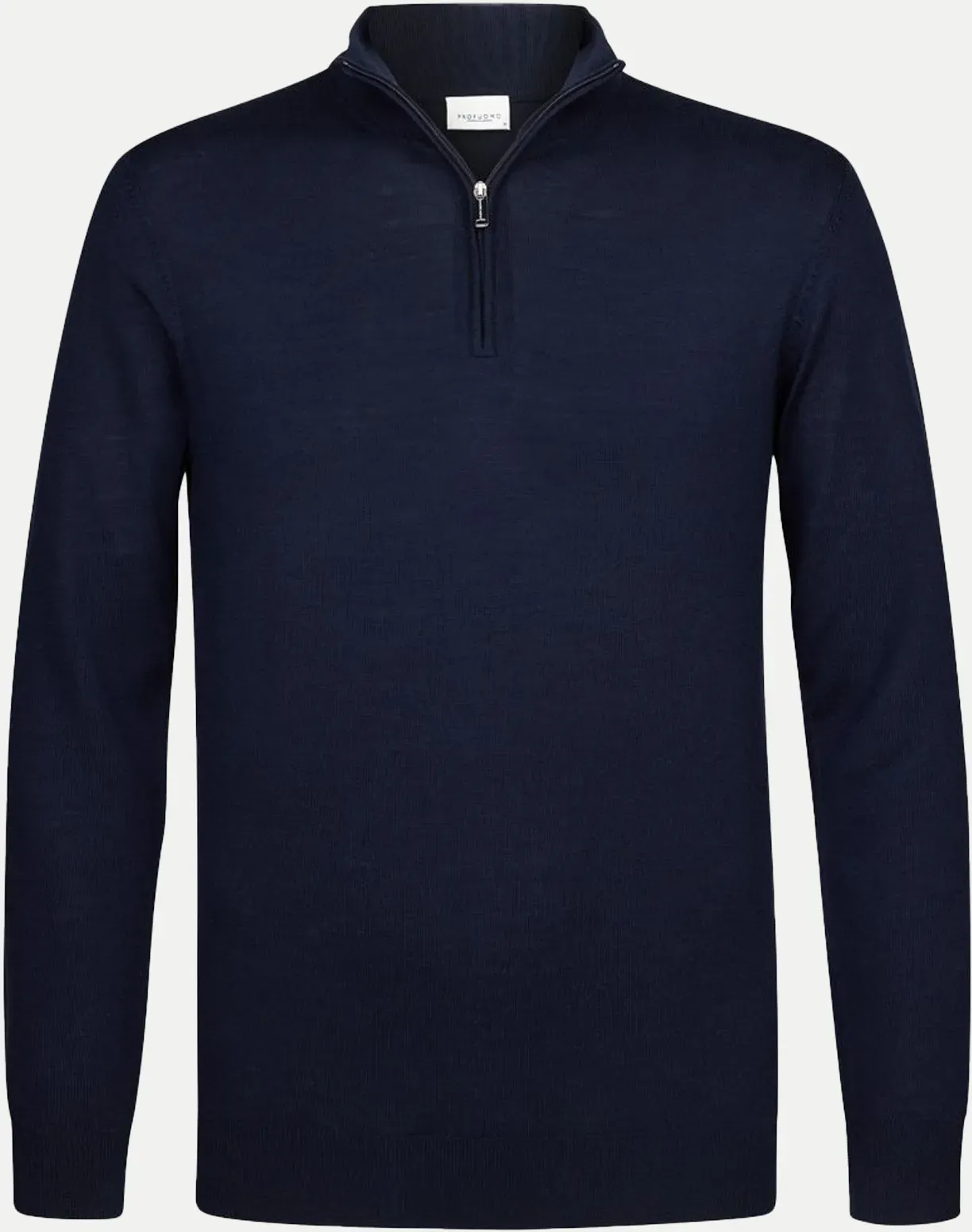 Wollpullover mit Halfzip Blau L
