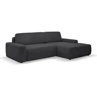 WERK2 Ecksofa »Bully L-Form«, Curvy Trend Ecksofa mit Schlaffunktion in weichem Cord, grau