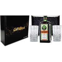 Geschenkset - Jägermeister Kräuterlikör 0,7l 700ml (35% Vol) + 2x Longdrink Glä