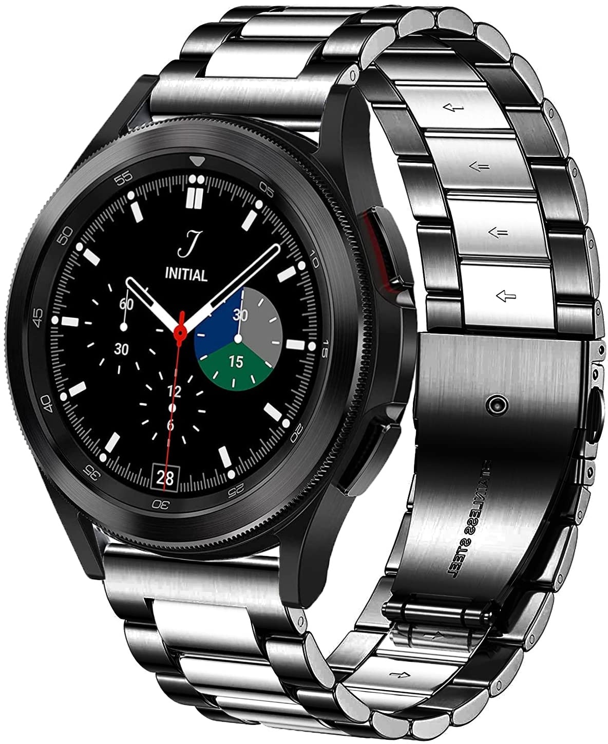 DEALELE Armband Kompatibel mit Samsung Galaxy Watch 6/6 Classic / 5/5 Pro / 4/4 Classic / 3 41mm / Active 2, 20mm Edelstahl Metall Ersatz Armbänd für Huawei GT3 42mm / GT2 42mm, Schwarz/silber