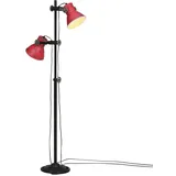 vidaXL Stehleuchte, Stehlampe für Wohnzimmer Esszimmer Büro, Standleuchte 2-flammig, Leselampe Leuchte Lampe, Industrie-Stil, 25W Rot E27