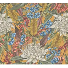 KUNSTLOFT Vliestapete Floral Daydream 0.53x10.05 m, Halb-matt, Matt, lichtbeständige Design Tapete bunt|gelb