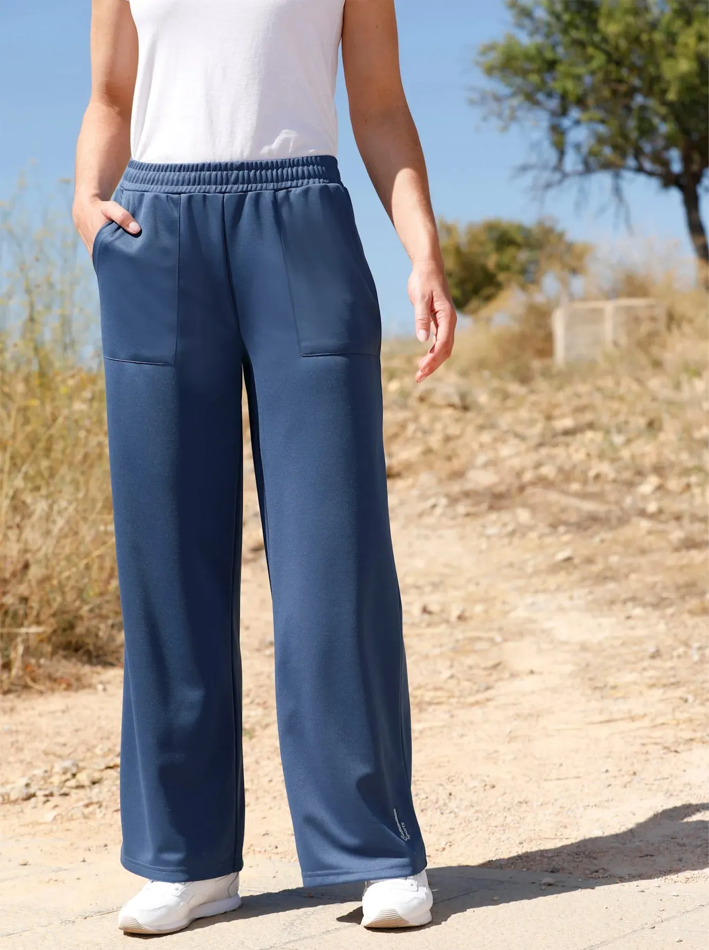 Trainingshose CATAMARAN, Damen, Gr. 22/23, Kurzgrößen, blau (jeansblau), 100% Polyester, unifarben, lang, Hosen Trainingshose