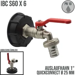 S60 x 6 IBC 1 Auslauf Hahn Ventil PROFI Messing Quickconnect Container Tank Zub..."