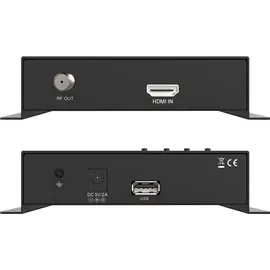Edision HDMI Modulator 3in1 mini, HDMI Modulator auf Kabel DVB-C, Terrestrisch DVB-T oder ISDB-T, Full HD Verteilung über Koaxial, Mini-Größe, LED Display, Schnelle Konfiguration, Plug & Play