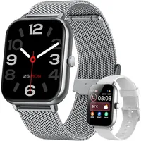 Forrlite Smartwatch, Damen Herren Smartwatch, Fitness Tracker Uhr Smartwatch (4,6 cm/1,83" HD Voll Touchscreen Zoll) Smartwatch Fitness Tracker Uhr, IP68 Wasserdicht, Uhren Watch für Android lOS, Fitnessuhr Tracker mit Pulsmesser Schrittzähler Schlafmonitor silberfarben