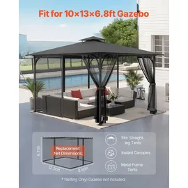 Vevor Moskitonetz für Pavillon 4 Stück 3,05 x 3,96 x 2,07 m Schwarz