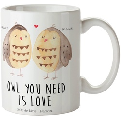 Mr. & Mrs. Panda Tasse Eule Liebe – Weiß – Geschenk, Tasse, Kaffeebecher, Tasse Sprüche, Eul, Keramik weiß