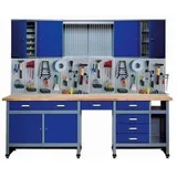 Küpper Sparset 70412-7, 240 cm breit, Werkbank, Hängeschrank, Lochwand, ultramarinblau