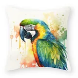 Kissenbezug 80x80 Papagei Grün Orange Kopfkissenbezug 80x80 Baumwolle Leinen Sofakissen mit Reißverschluss Dauerhaft Kissenbezüge 80x80 Knitterfreie Starke Atmungsaktivität Couchkissen 1 Pcs