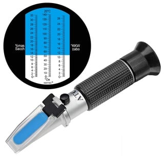 HHTEC Winzer Refraktometer 0-32 Brix (Zucker) 0-140 Öchsle 0-27 KMW mit ATC für Wein Bier Brauen für Messung des Zuckeranteils zur Herstellung von Qualitätsweinen mit Bedienungsanleitung in Deutsch