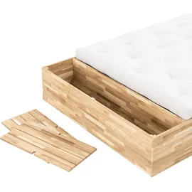 Karup Bettgestell KARUP DESIGN "Basement Bed, Stauraumbett, Bett optional mit oder ohne Sitzbank", kiefer natur lackiert, B:144cm H:41cm L:242cm, Betten, Bettgestell, Bett mit integriertem Stauraum, inkl Lattenrost, FSCzertifiert